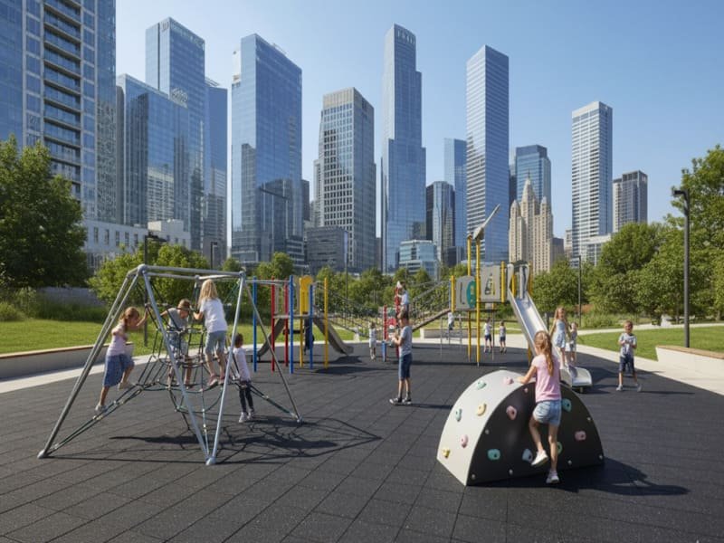 Um haltere pesado pousado num chão de ladrilhos de borracha preta, sem marcas.